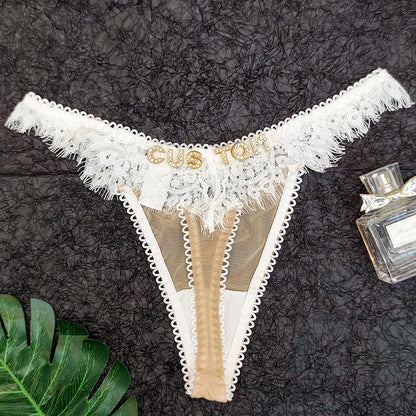 Custom Thong with Named Custom Name Thong DIY Letters Lace Underwear G-String Personalized Letter Panties For Women Bikini Gift