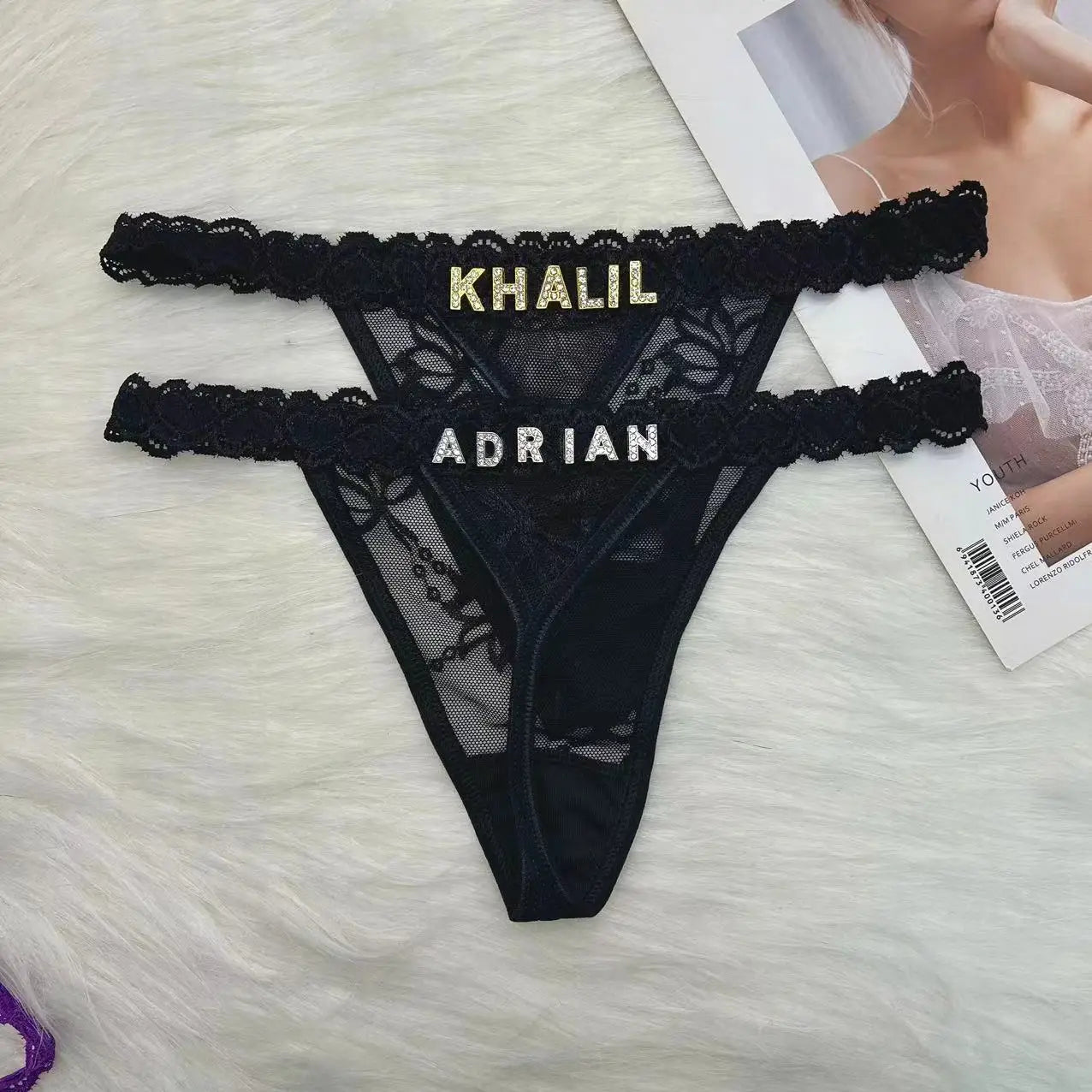 Custom Name Thongs Customized Panties with Boyfriend's Name Lace Thongs Personalized Underwear Panties G-String Personal Gift