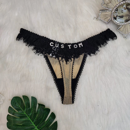 Custom Thong with Named Custom Name Thong DIY Letters Lace Underwear G-String Personalized Letter Panties For Women Bikini Gift