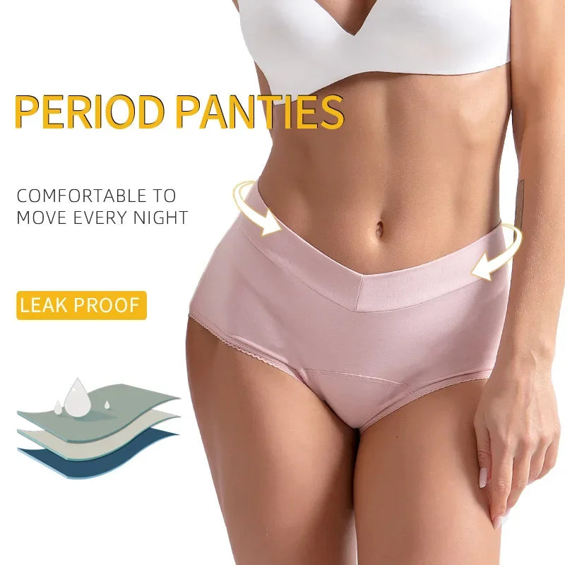 5 PCS Large Size High Waist Period Panties Women's Menstrual Leak-proof Sanitary Underwear