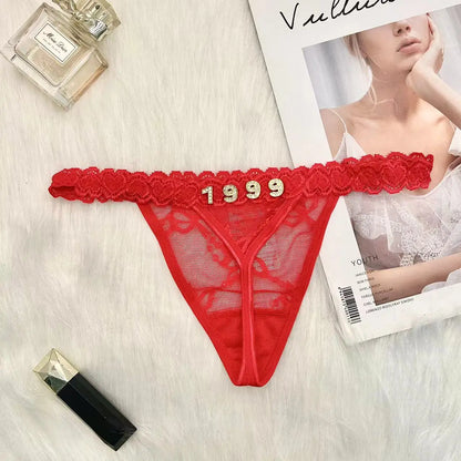 Custom Name Thongs Customized Panties with Boyfriend's Name Lace Thongs Personalized Underwear Panties G-String Personal Gift