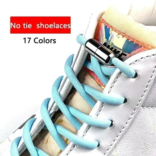 100cm  Elastic No Tie Shoelaces Metal Lock Shoe Laces For Kids Adult