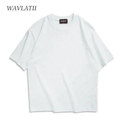 WAVLATII Oversized Summer T shirts for Women Men Brown Casual Female