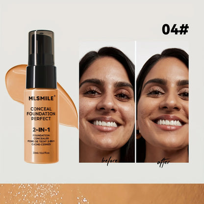 2-In-1 Oil Control Liquid Foundation And Conceal, Full Coverage Long