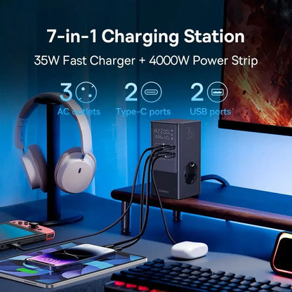 Baseus 35W Fast Charger 7 in 1 Power Strip Desktop Charging Station