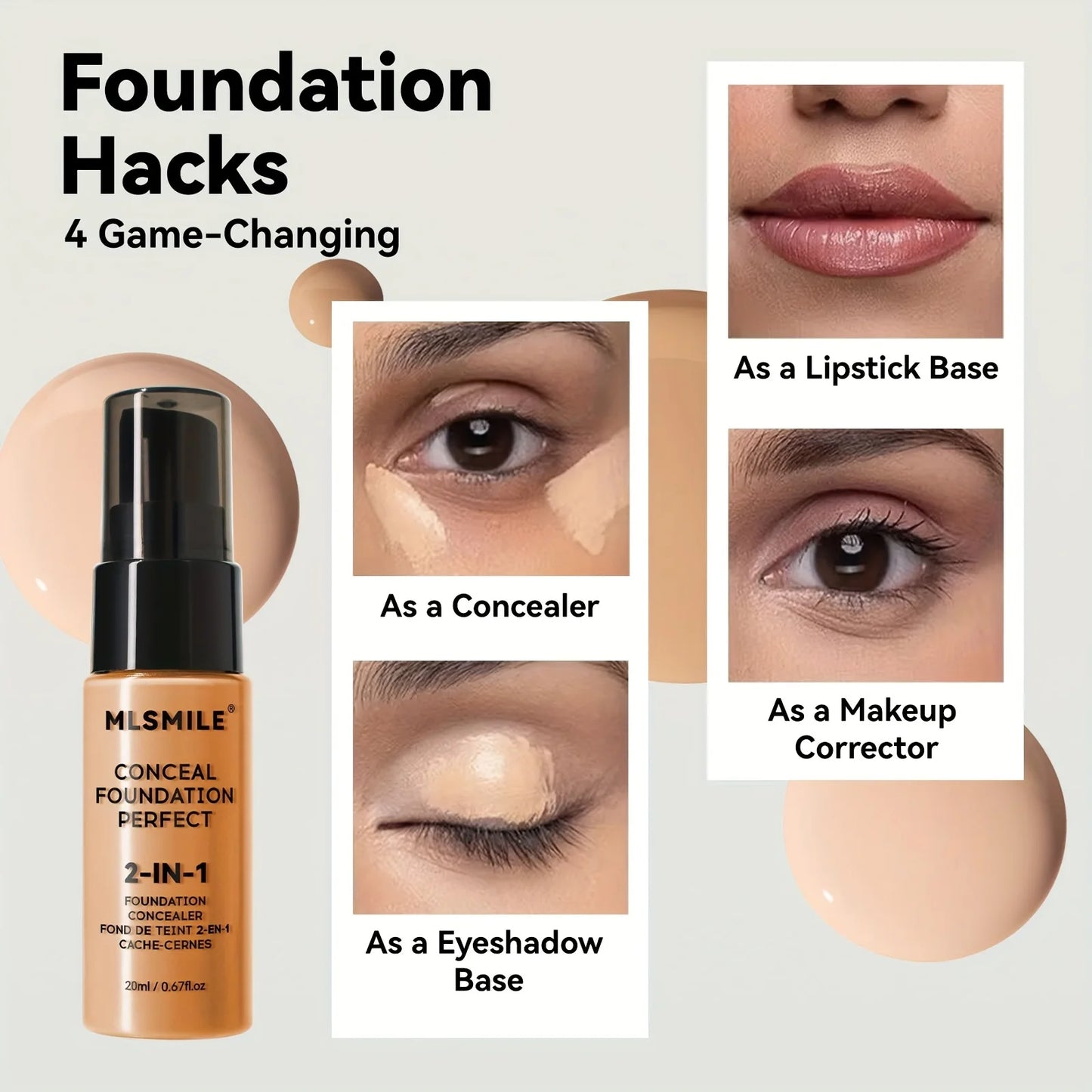 2-In-1 Oil Control Liquid Foundation And Conceal, Full Coverage Long