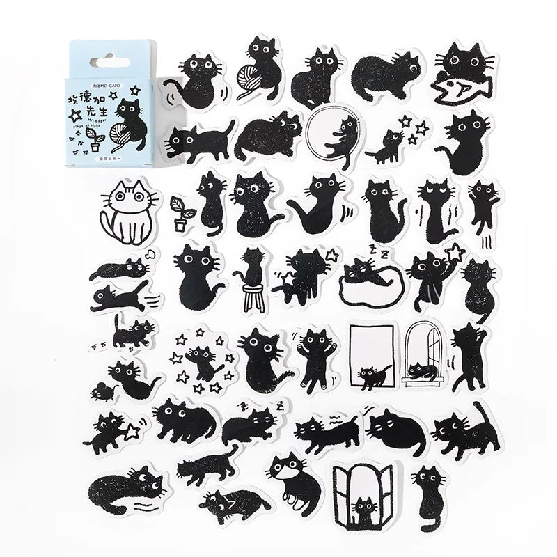 45Stickers / Box Kitten Notebook Boxed Stickers Cartoon Cute