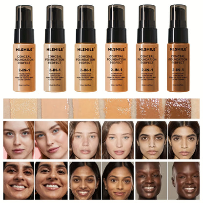 2-In-1 Oil Control Liquid Foundation And Conceal, Full Coverage Long