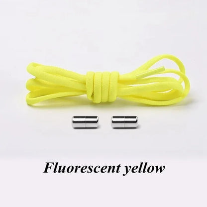 100cm  Elastic No Tie Shoelaces Metal Lock Shoe Laces For Kids Adult