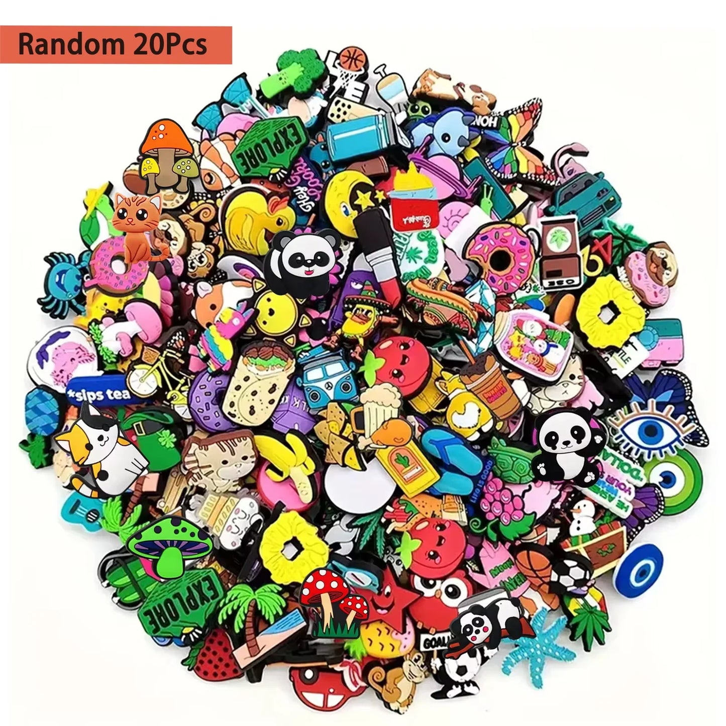 Lots of Random Style Shoe Charms for Sandals, 10-100Pcs PVC Shoe DIY