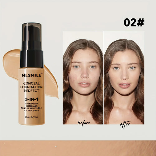 2-In-1 Oil Control Liquid Foundation And Conceal, Full Coverage Long