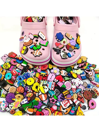 Lots of Random Style Shoe Charms for Sandals, 10-100Pcs PVC Shoe DIY