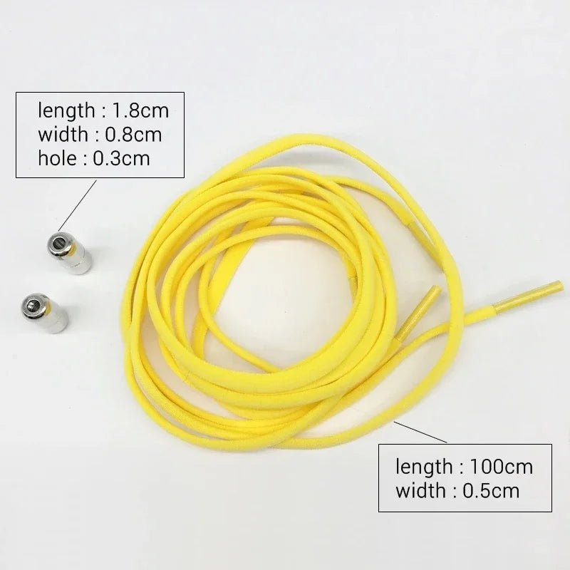 100cm  Elastic No Tie Shoelaces Metal Lock Shoe Laces For Kids Adult