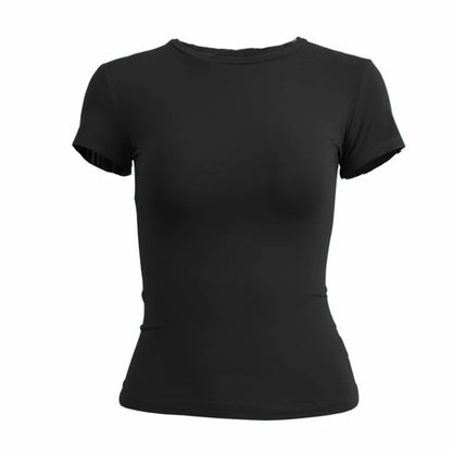 Woman Clothing Short Sleeve T-shirt Slim Fit Tops Female O-Neck