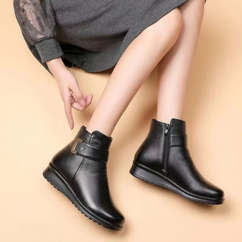 Women Ankle Boots Plush Short Tube Flat Soled Snow Boots 2024