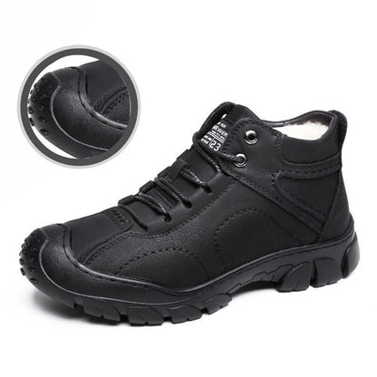 Men's Fall and Winter PU Leather Shoes Padded Thickened Waterproof