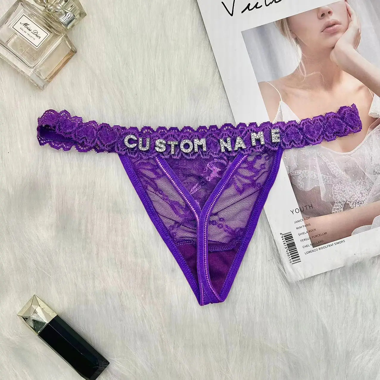 Custom Name Thongs Customized Panties with Boyfriend's Name Lace Thongs Personalized Underwear Panties G-String Personal Gift